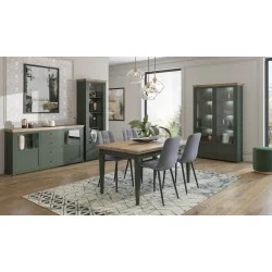 set mobila living Evora - verde + stejar lefkas