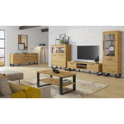 set mobila living Halle - masa cafea + vitrine + comoda TV