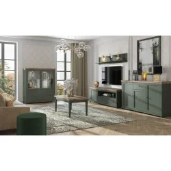 set mobila living Evora verde + stejar lefkas