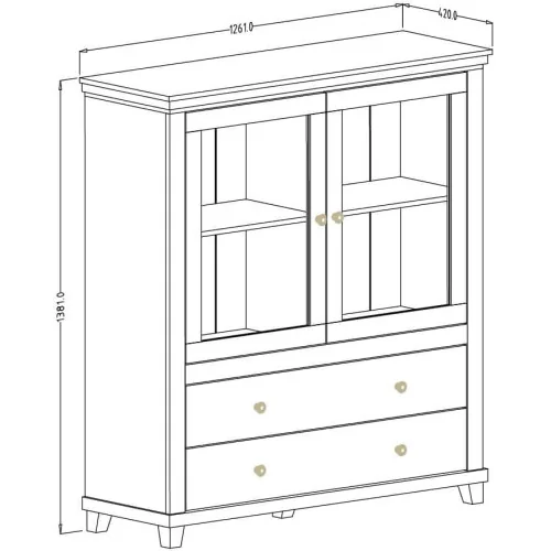 comoda Evora 2 usi 2 sertare - cote