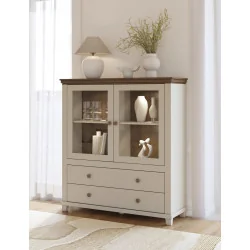 comoda înaltă Evora 2 usi 2 sertare - bej deschis (light) + stejar dunin